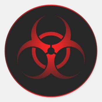 Cool Red & Black Chemical Biohazard Danger Symbol Classic Round Sticker by GalXC_Designs at Zazzle