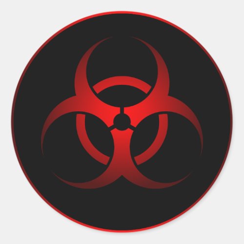 Cool Red  Black Chemical Biohazard Danger Symbol Classic Round Sticker