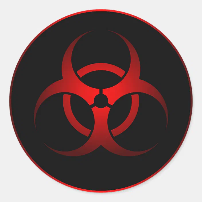 Cool Red Black Chemical Biohazard Danger Symbol Classic Round Sticker Zazzle Com