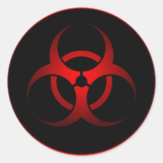 Cool Red & Black Chemical Biohazard Danger Symbol Classic Round Sticker