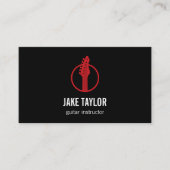 Cool Red & Black Guitar Instructor Business Card (Front)