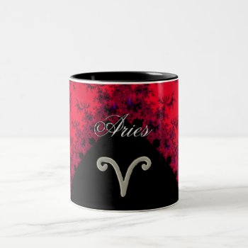 Cool Red Black Zodiac Sign Aries Astrology Two-tone Coffee Mug by UROCKSymbology at Zazzle