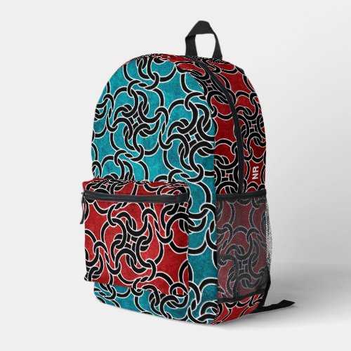  Cool Red  Blue Black Celtic Knot Modern Monogram Printed Backpack