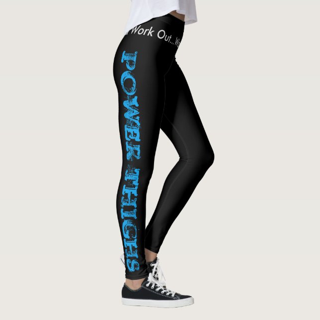 Cool Red Blue Power Thighs Work It Saying Leggings (Right)
