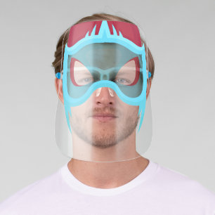 Cool Red & Blue Superhero Mask Face Shield