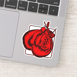 Cool Red Boxing Gloves Illustration Sticker