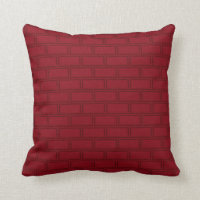 Cool Red Cartoon Bricks Wall Pattern Throw Pillow