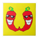 Cool Red Chili Peppers Hot Anthropomorphic Tile at Zazzle