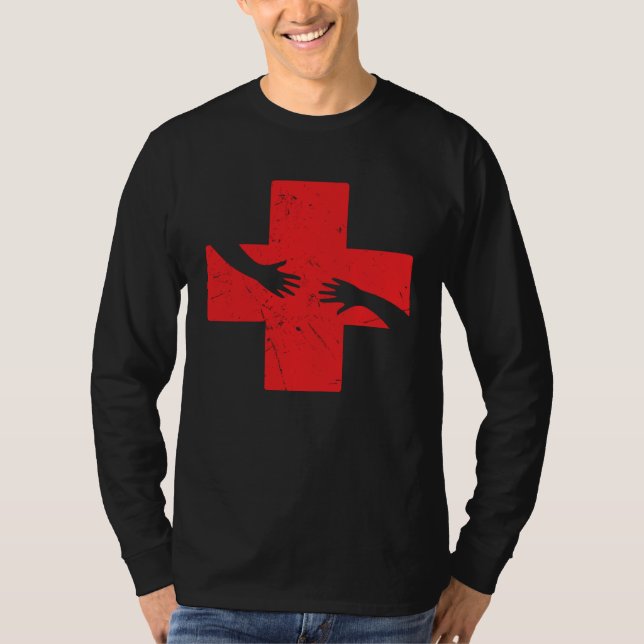 Cool Red Cross Caring Hands Helping Red Cross Acti T-Shirt (Front)