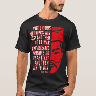 Cool Red Distressed Sun Tzu Portrait with Quote  T-Shirt