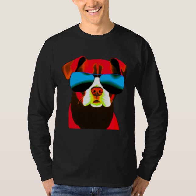Cool Red Dog Wearing Sunglasses  1 T-Shirt (Front)