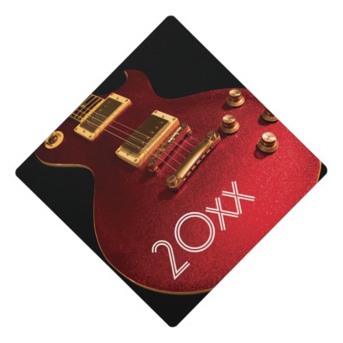 Cool Red Electric Guitar Player Musical Instrument Graduation Cap Topper