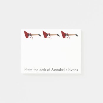 Cool Red Electric Guitars Personalize Post-it Notes by BarbeeAnne at Zazzle