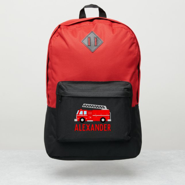 Cool Red Fire Truck Name Port Authority® Backpack (Front)