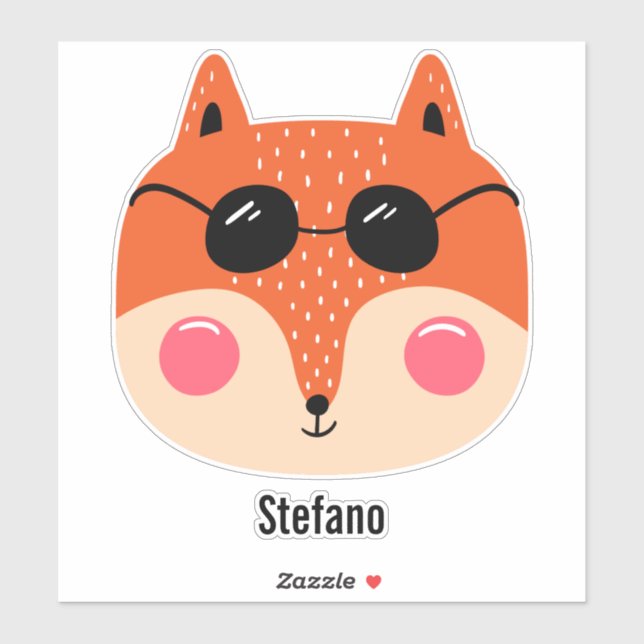 Cool red fox with sunglasses personalize sticker (Sheet)
