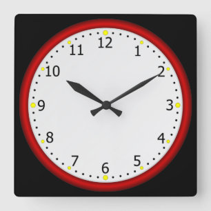 Cool Red Framed Colorful Square Wall Clock