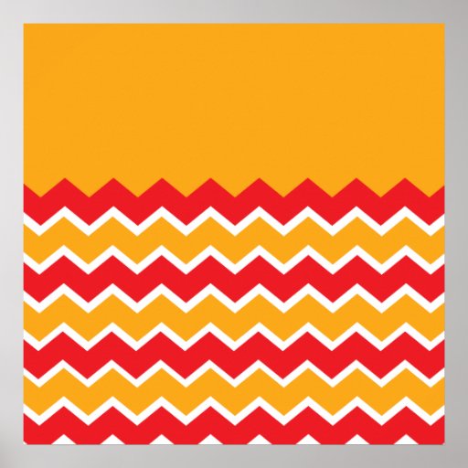 Cool Red Gold Chevron Zigzag Striped Pattern Poster | Zazzle