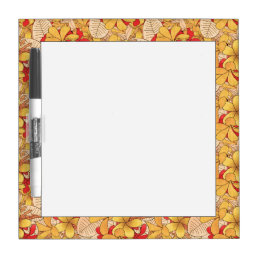 Cool Red &amp; Golden Yellow Tropical Floral Pattern Dry Erase Board