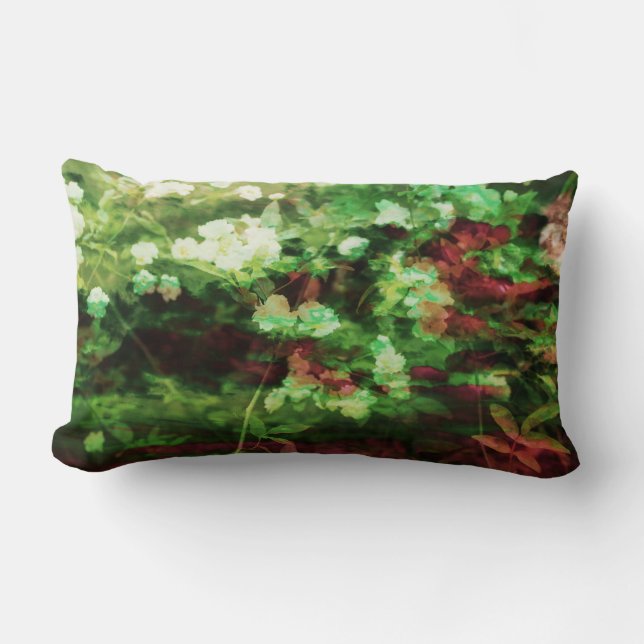 Cool red green flower art pattern. Nature concept Lumbar Pillow (Front)