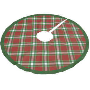 Cool Red Green White Lumberjack Plaid Pattern Brushed Polyester Tree Skirt