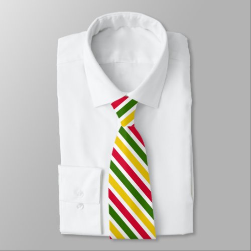 cool red green yellow stripe pattern neck tie