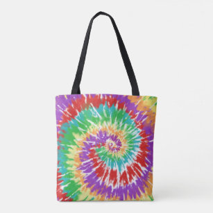 Cool Red Green Yellow Woodstock Rave Tie Dye Tote Bag