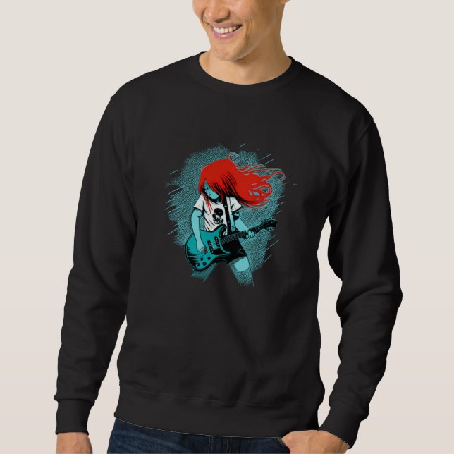 Cool red haired Rock n Roll Girl Sweatshirt (Front)