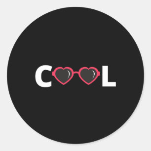 Cool Red Heart Sunglasses Fun Party Favor Classic Round Sticker