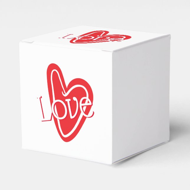 Cool Red Heart With LOVE Favor Boxes (Front Side)