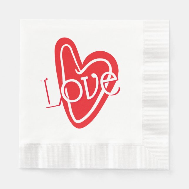 Cool Red Heart With LOVE Napkins (Front)