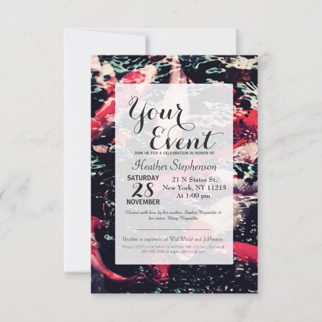 Cool Red Koi Fish in the Water Invitation (Front)