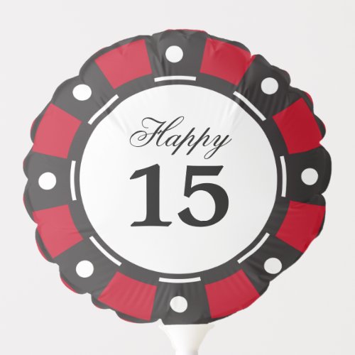 Cool Red Las Vegas Poker Chip Casino Birthday Balloon