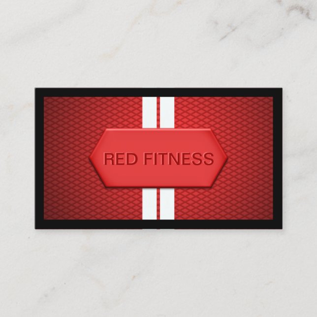 Cool Red Metal Fitness Business Card (Front)