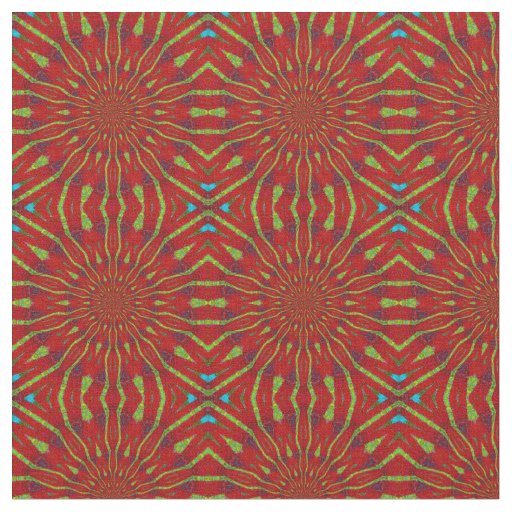 Cool Red Modern Floral Ethnic Textile Tribal Print Fabric