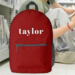 Cool Red Modern Minimalist Simple Stylish Trendy Printed Backpack