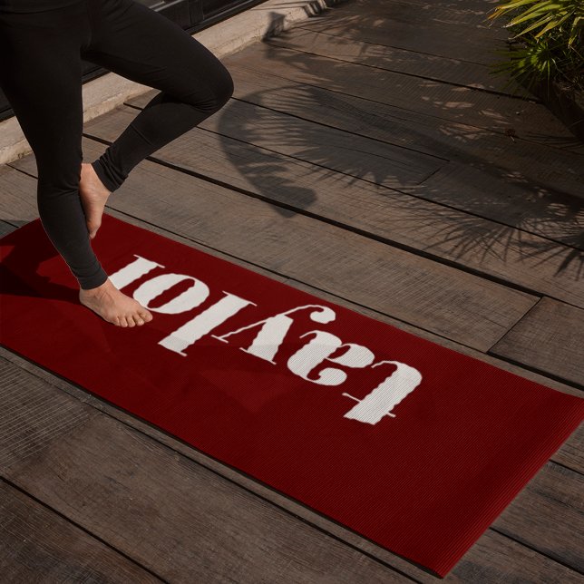 Cool Red Modern Minimalist Trendy Personalized Yoga Mat (Creator Uploaded)