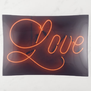 Cool Red Neon Love Sign Trinket Tray
