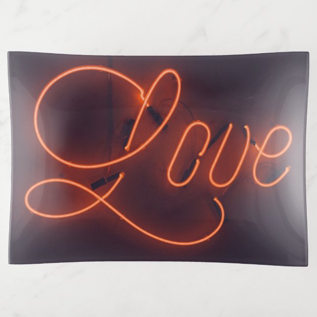 Cool Red Neon Love Sign Trinket Tray (Front)