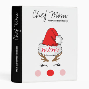 Cool Red Nose Reindeer Chef Mom's Recipes Mini Binder