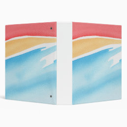Cool Red Orange and Blue Watercolor Strokes 3 Ring Binder