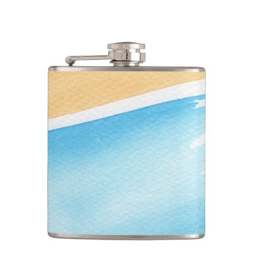 Cool Red Orange and Blue Watercolor Strokes Flask