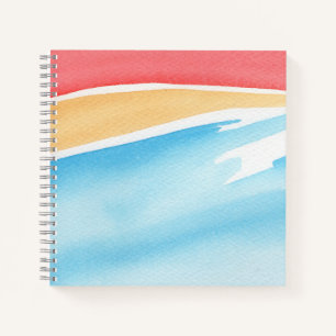 Cool Red Orange and Blue Watercolor Strokes Notebook