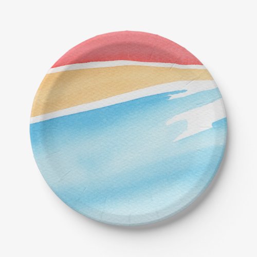 Cool Red Orange and Blue Watercolor Strokes Paper Plates