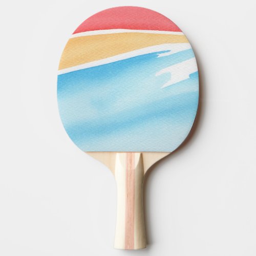 Cool Red Orange and Blue Watercolor Strokes Ping Pong Paddle