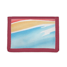 Cool Red Orange and Blue Watercolor Strokes Trifold Wallet