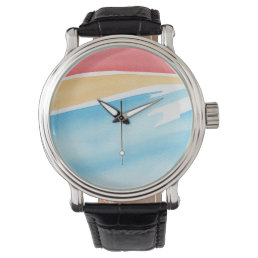 Cool Red Orange and Blue Watercolor Strokes Watch