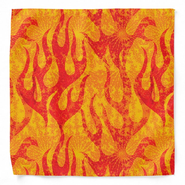 Cool Red Orange Flames Pattern Bandana (Front)