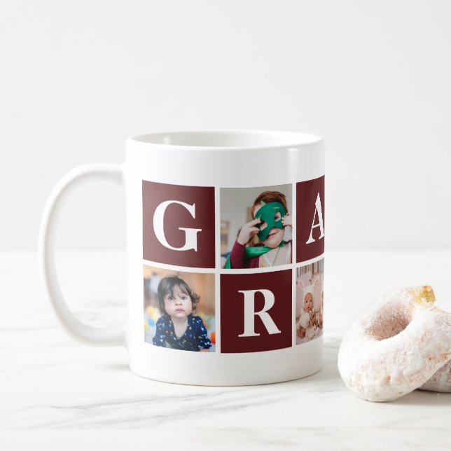 Cool Red Photo Collage Granny Mugs (With Donut)