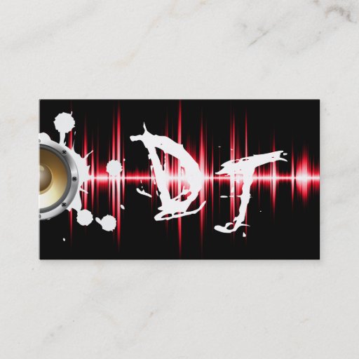 Customizable Cool Red Sound Waves Wild DJ Business Card