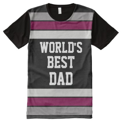 Cool Red Stripes Father&#39;s Day World&#39;s Best Dad All-Over-Print Shirt